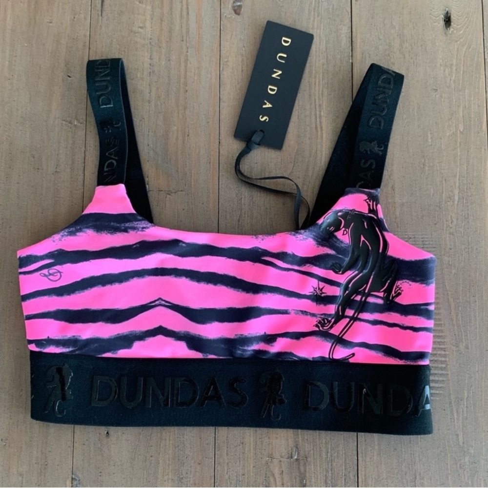 Dundas Pink Zebra Print Sports Bra Size Small NWT
